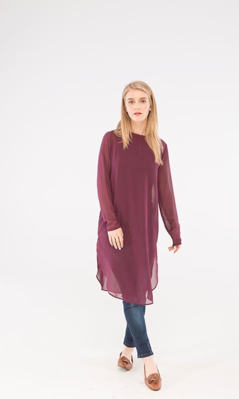 Plain Tunic Top - Eggplant - women shirts & blouses