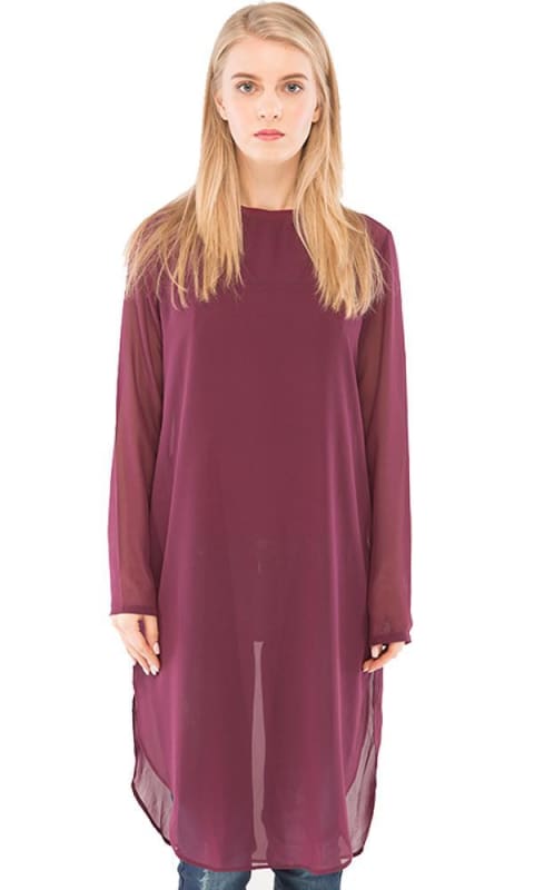 Plain Tunic Top - Eggplant - women shirts & blouses