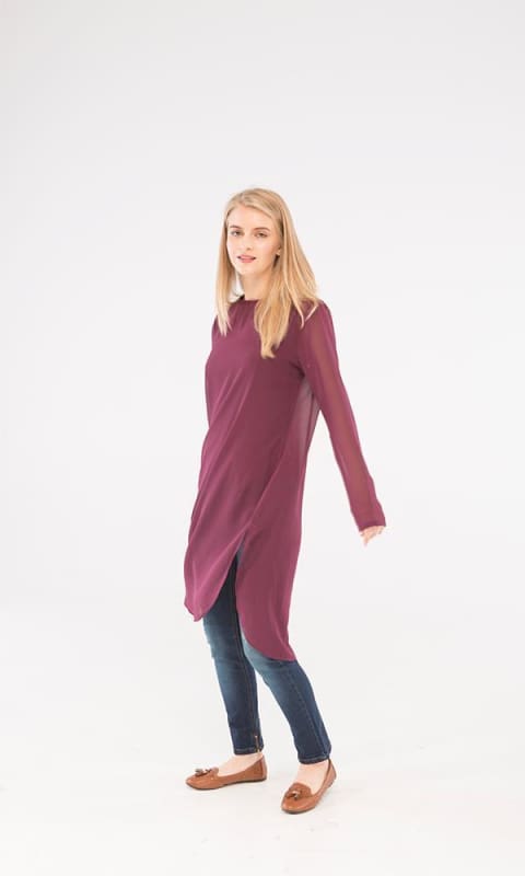 Plain Tunic Top - Eggplant - women shirts & blouses