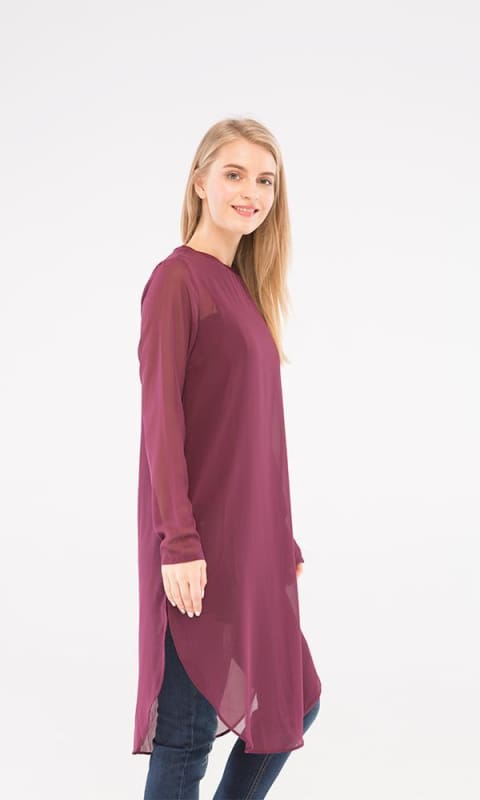 Plain Tunic Top - Eggplant - women shirts & blouses