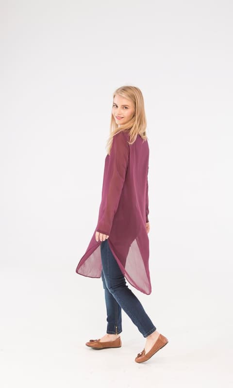 Plain Tunic Top - Eggplant - women shirts & blouses