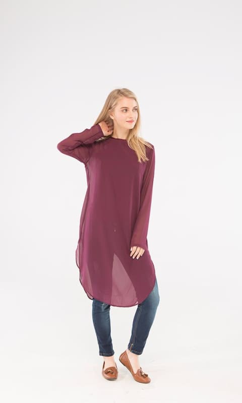 Plain Tunic Top - Eggplant - women shirts & blouses