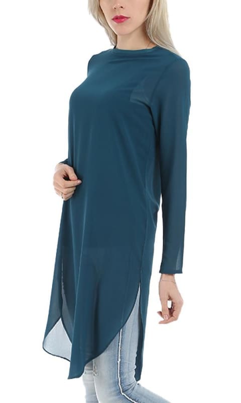 Plain Tunic Top - Teal Green - women shirts & blouses