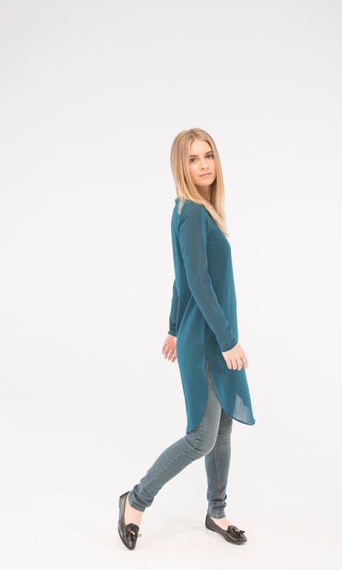 Plain Tunic Top - Teal Green - women shirts & blouses