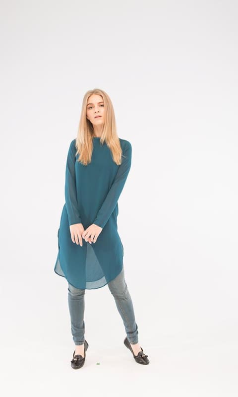 Plain Tunic Top - Teal Green - women shirts & blouses