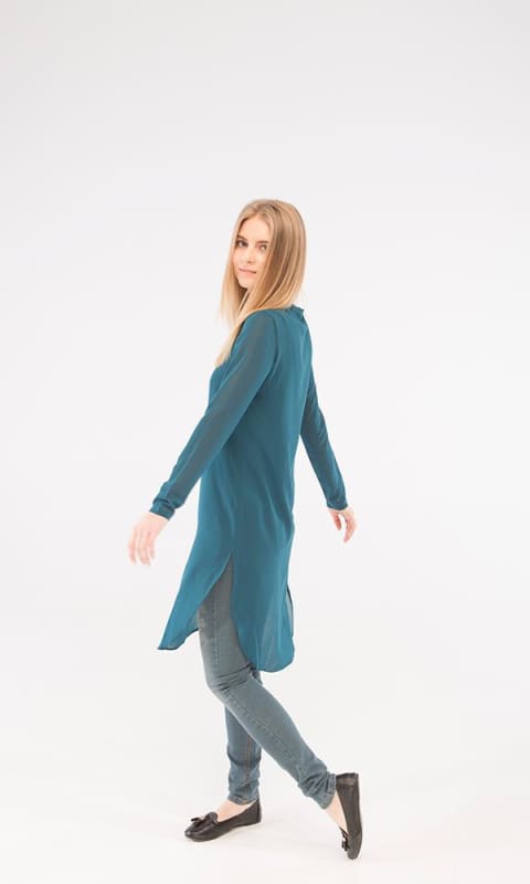 Plain Tunic Top - Teal Green - women shirts & blouses