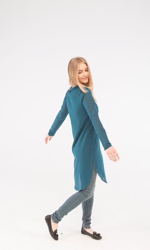 Plain Tunic Top - Teal Green - women shirts & blouses
