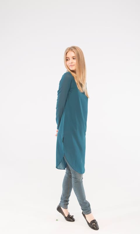 Plain Tunic Top - Teal Green - women shirts & blouses