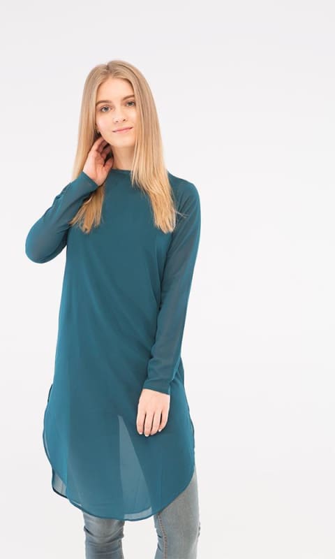 Plain Tunic Top - Teal Green - women shirts & blouses