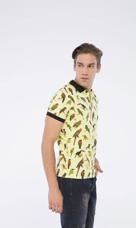 Printed Polo Shirt - Green - male polo shirts