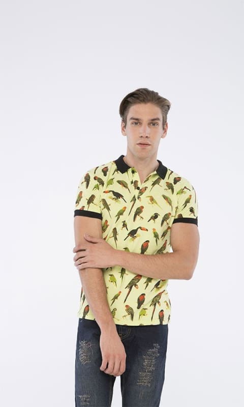 Printed Polo Shirt - Green - male polo shirts