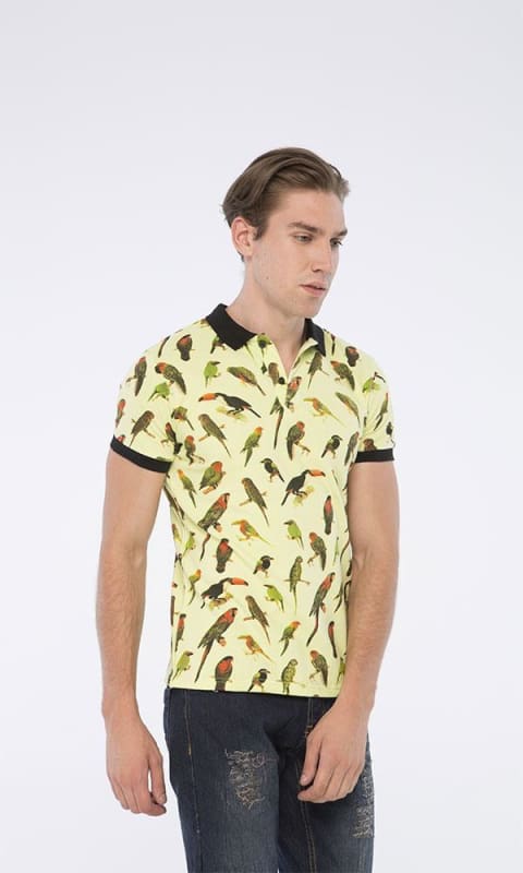 Printed Polo Shirt - Green - male polo shirts