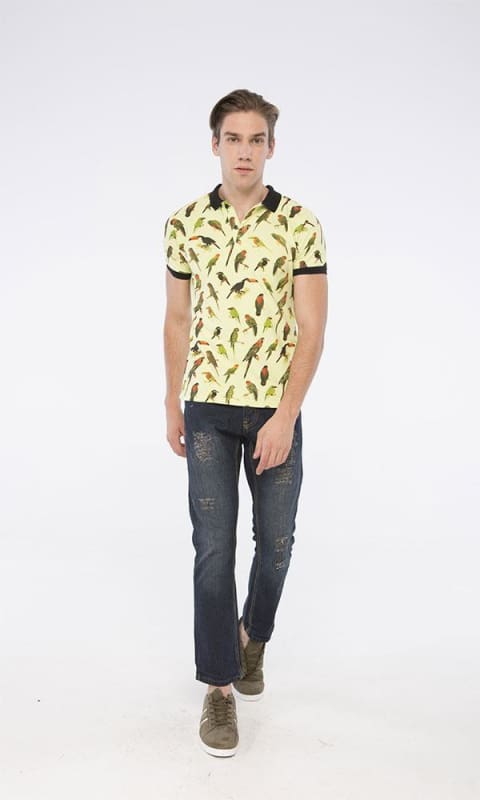 Printed Polo Shirt - Green - male polo shirts