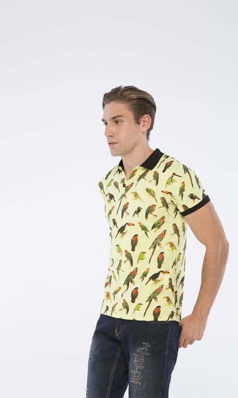 Printed Polo Shirt - Green - male polo shirts