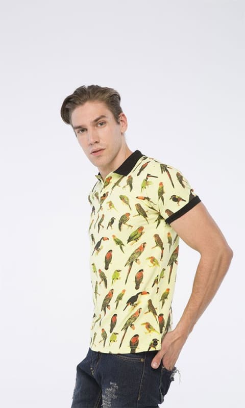 Printed Polo Shirt - Green - male polo shirts