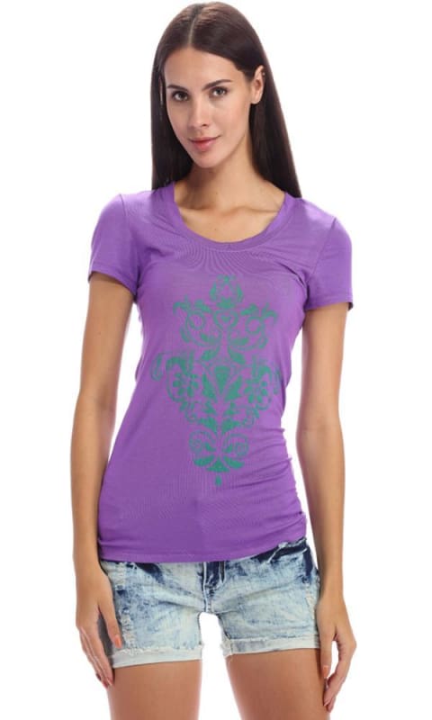 Printed T-Shirt - Purple - women t-shirts