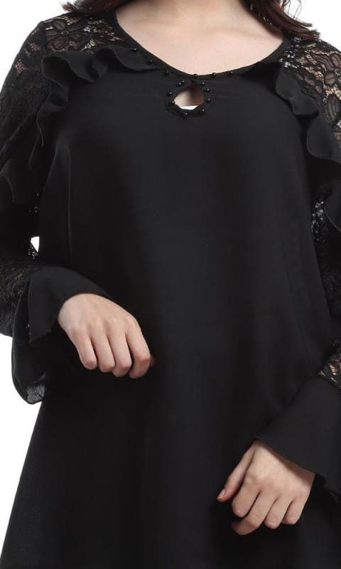 Ruffles Slip On Blouse - Black - women shirts & blouses