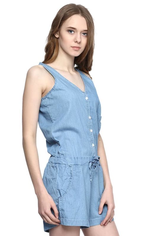 Sleeveless Playsuit - Denim - women jumpsuits