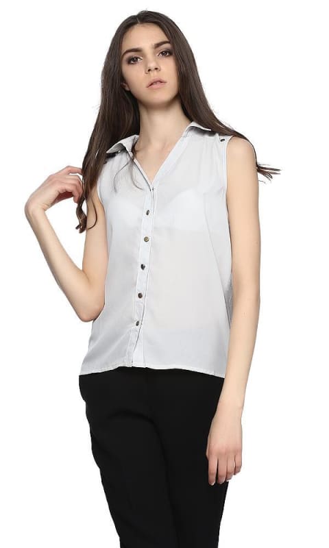 Sleeveless Shirt - White - women tops