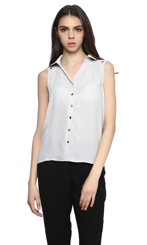 Sleeveless Shirt - White - women tops