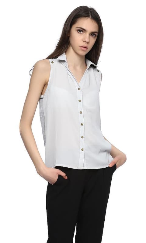 Sleeveless Shirt - White - women tops