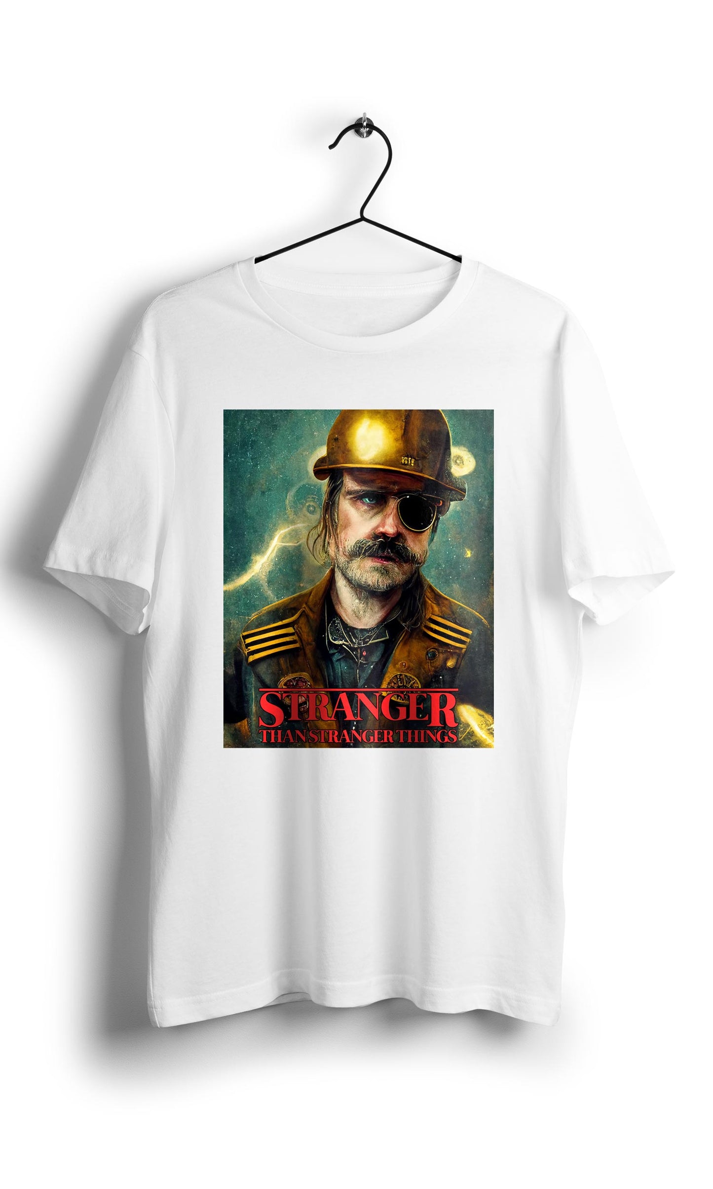 Steampunk Jim Hopper Stranger Than Stranger Things  -Digital Graphics Basic T-shirt White