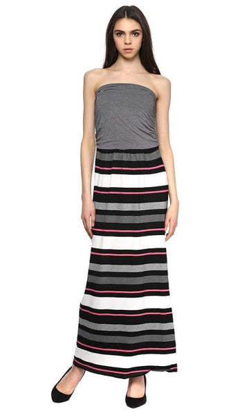 striped strapless maxi dress - women dresses