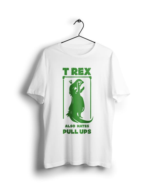 T-rex Hates Pull Ups - Digital Graphics Basic T-shirt White - POD